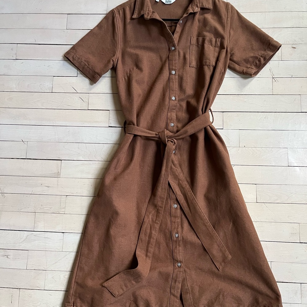 Bridge & Burn Brown Belted Midi Dress
